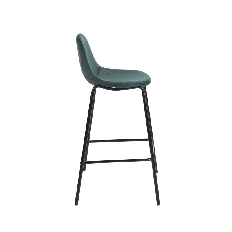 17 Stories Curtrina Velvet Bar Stool with Metal Legs Wayfair